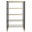Uttermost Kentmore Contemporary Metal and Tempered Glass Etagere in Black/Gold