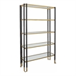 Uttermost Kentmore Contemporary Metal and Tempered Glass Etagere in Black/Gold