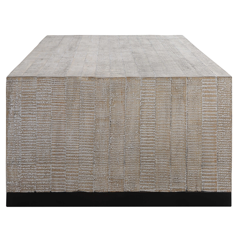 Uttermost Bosk Farmhouse Wood and Steel Coffee Table in Woodtone Brown