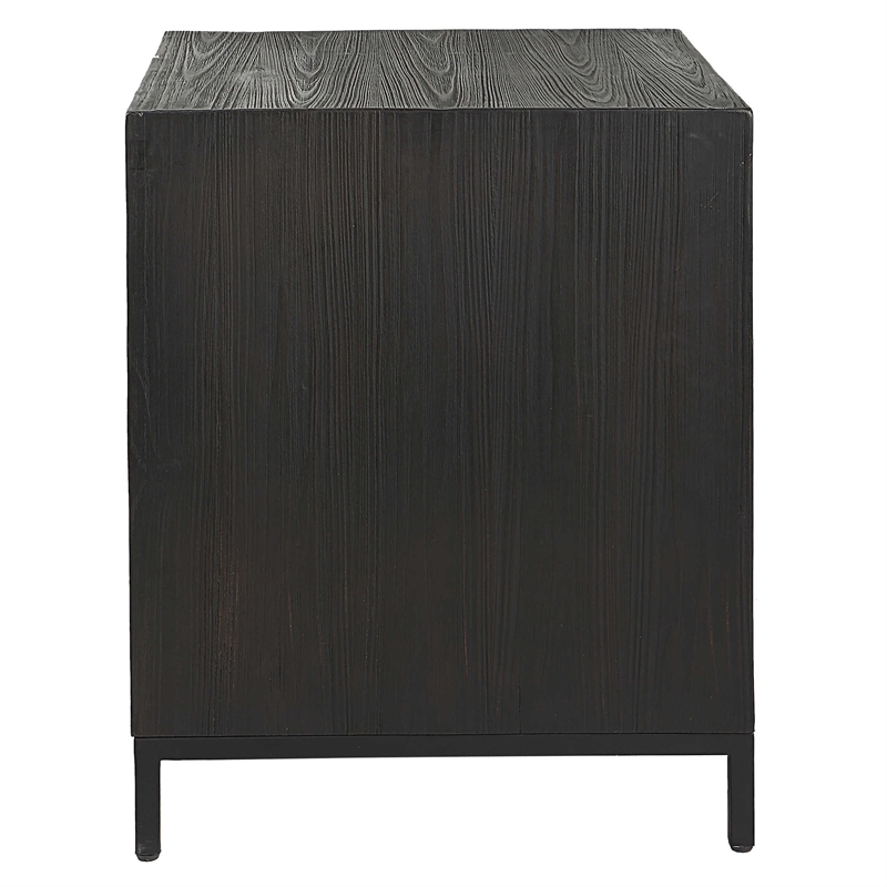 Uttermost Aiken Fir Wood and Steel Geometric Cabinet in Woodtone Brown