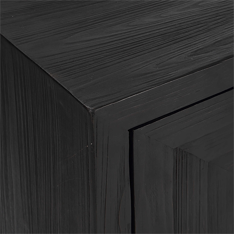 Uttermost Aiken Fir Wood and Steel Geometric Cabinet in Woodtone Brown