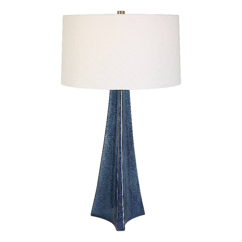 Uttermost Teramo 1-Light Ceramic & Fabric Table Lamp in White/Distressed Blue