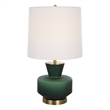 Uttermost Trentino 1-Light Glass & Fabric Table Lamp in White/Emerald Green