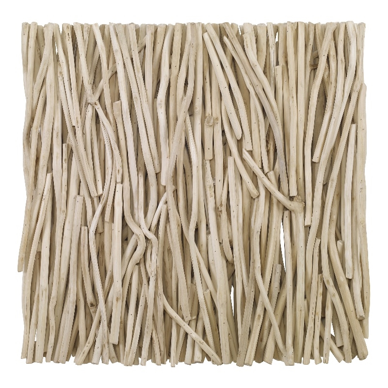 Uttermost Gathered Teak Square Transitional Wood Wall Decor in Natural