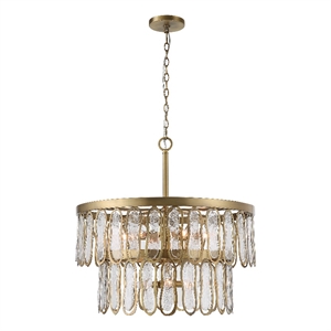 Uttermost Aurelie 9-Light Round Steel Metal & Glass Pendant in Antique Brass