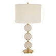 Uttermost Three Rings 1-Light Metal & Fabric Table Lamp in Brushed Brass/White
