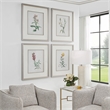 Uttermost Heirloom Blooms Wood & Fabric Framed Prints in Gray/Ivory (Set of 4)