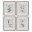 Uttermost Heirloom Blooms Wood & Fabric Framed Prints in Gray/Ivory (Set of 4)