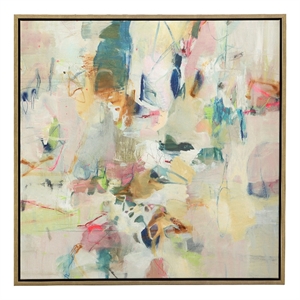 Uttermost Party Time Modern Canvas Fabric Framed Abstract Art in Multi-Color