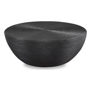 Uttermost Bongo 43.75&quot Round Top Transitional Rattan Coffee Table in Black