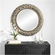 Uttermost Copper Terrazzo Contemporary Iron Metal Round Mirror in Gray