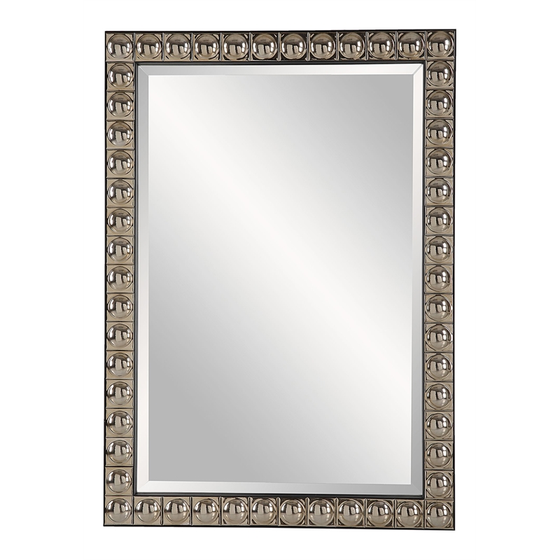 Uttermost Silvio Contemporary Iron Metal/Ceramic Vanity Mirror in Antique Silver