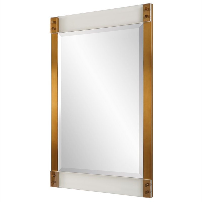 Uttermost Nera Contemporary Stainless Steel/Acrylic Mirror in Brass/Clear