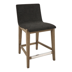 Uttermost Klemens 26&quot Farmhouse Fabric & Wood Counter Stool in Charcoal/Walnut