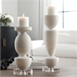 Uttermost Lido Modern Rice Stone/Crystal Candleholder in White/Clear (Set of 2)