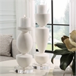 Uttermost Lido Modern Rice Stone/Crystal Candleholder in White/Clear (Set of 2)