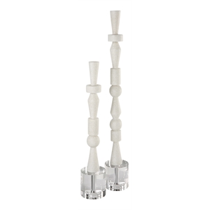 Uttermost Norte Transitional Rice Stone Resin Sculpture in White (Set of 2)