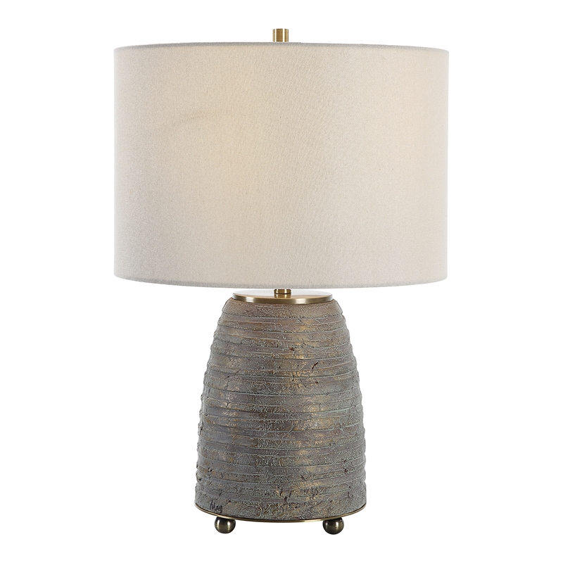 Uttermost Gorda Ceramic and Fabric Table Lamp in Bronze/Beige