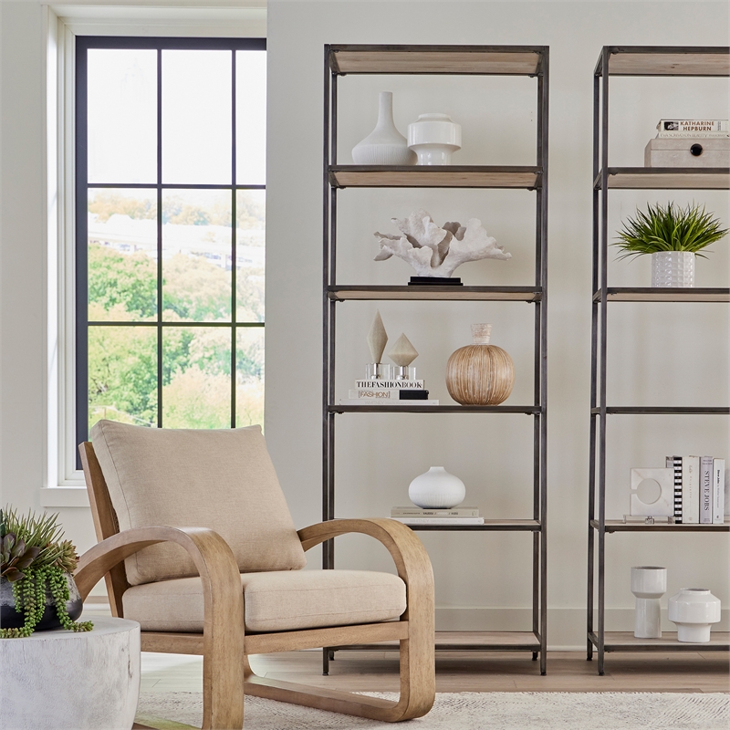 Uttermost Baldwin Contemporary Wood/Iron Etagere in White Wash/Black
