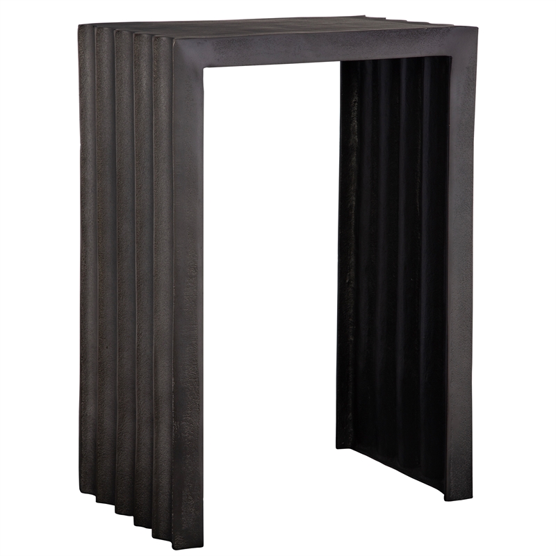 Uttermost In The Groove Contemporary Aluminum Accent Table in Antique Nickel