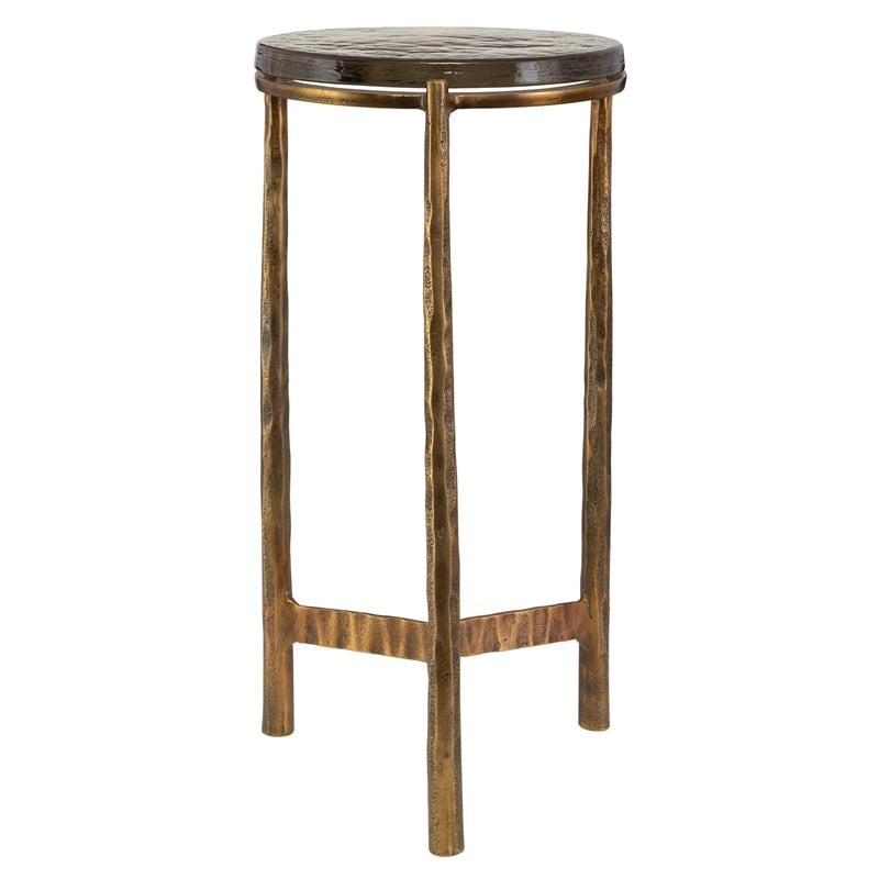 Uttermost Eternity Contemporary Aluminum/Glass Accent Table in Brass/Black