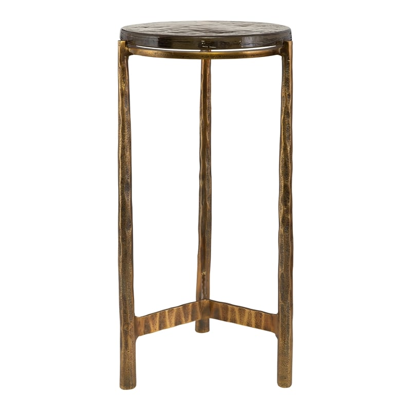 Uttermost Eternity Contemporary Aluminum/Glass Accent Table in Brass/Black