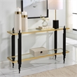 Uttermost Empire Contemporary Iron Metal/Glass Console Table in Gold/Clear