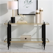 Uttermost Empire Contemporary Iron Metal/Glass Console Table in Gold/Clear