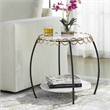 Uttermost Chainlink Contemporary Marble & Iron Side Table in White/Gold/Black
