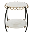 Uttermost Chainlink Contemporary Marble & Iron Side Table in White/Gold/Black