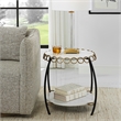 Uttermost Chainlink Contemporary Marble & Iron Side Table in White/Gold/Black