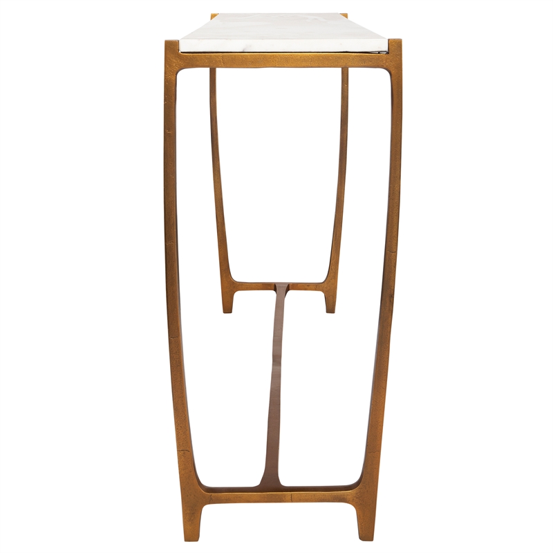 Uttermost Affinity Contemporary Aluminum/Marble Console Table in Gold/White