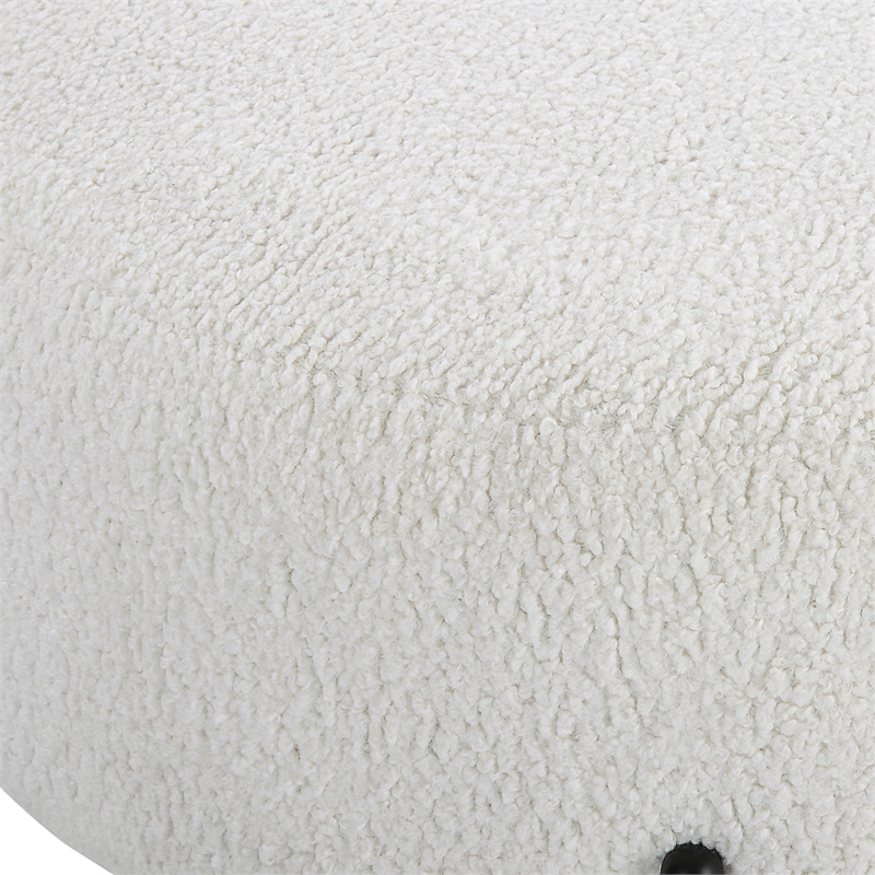 Uttermost Arles Contemporary Fabric & Metal Ottoman in White/Black