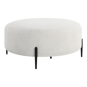 Uttermost Arles Contemporary Fabric & Metal Ottoman in White/Black