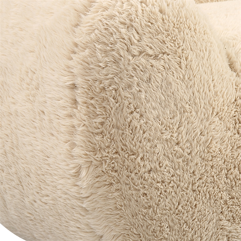 Uttermost Abide Contemporary Faux Sheepskin Fabric Upholstered Sofa in Caramel