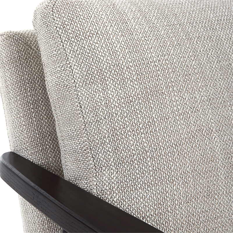 Uttermost Sebastian Contemporary Fabric & Wood Accent Chair in Ivory/Walnut