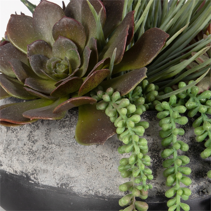 Uttermost Yuma Contemporary Cement Stone/Plastic Centerpiece in Gray/Burgundy
