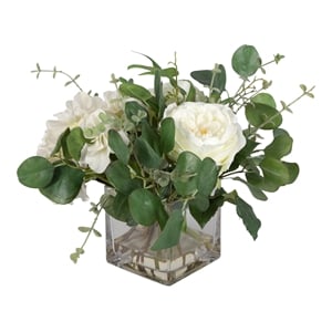Uttermost Rosewood Farmhouse Glass/Plastic Garden Bouquet in Clear/Green