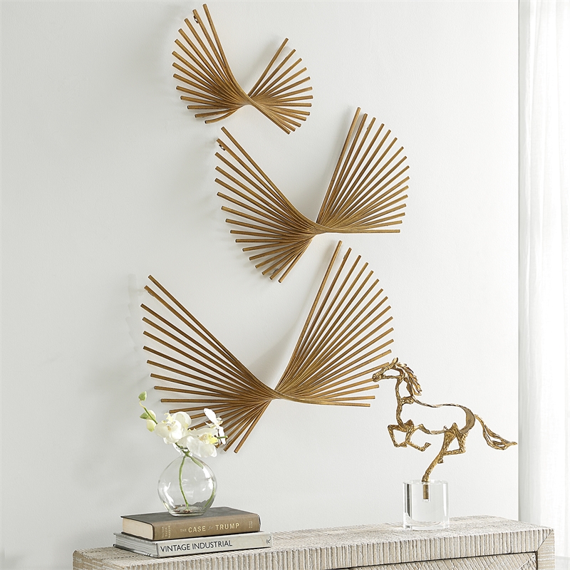 Uttermost Coreograph Antique Gold Wall Decor Set of 3