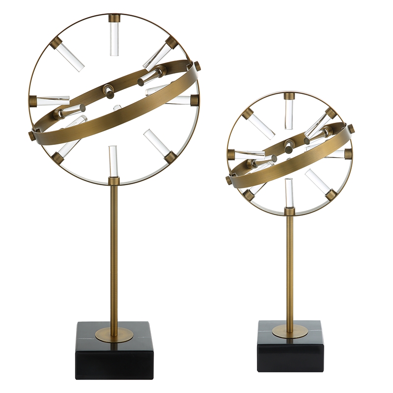 Uttermost Realm Spherical Brass Sculptures Set Of 2