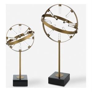 Uttermost Realm Spherical Brass Sculptures Set Of 2