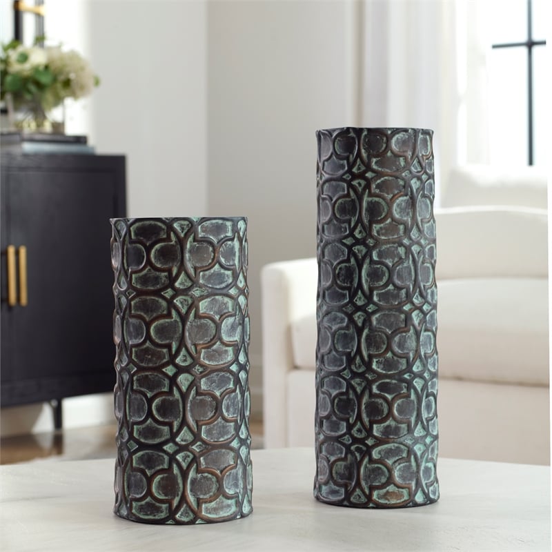 Uttermost Baltra Bronze Patina Vases Set of 2