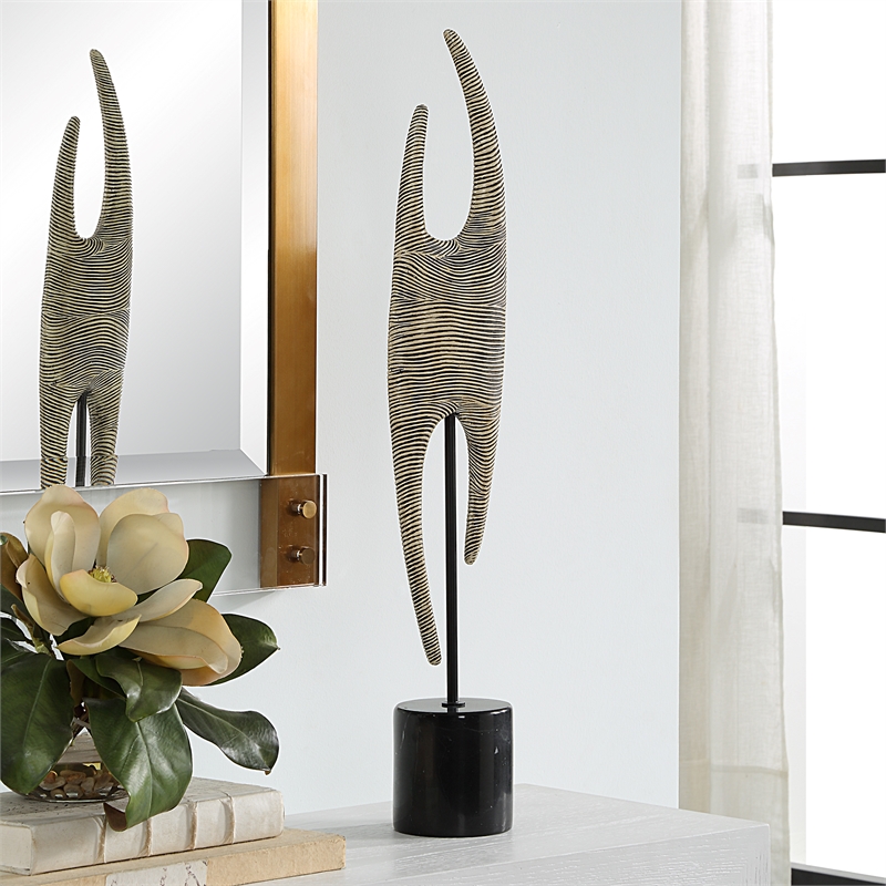 Uttermost Pochette Ribbed Sculpture in Black