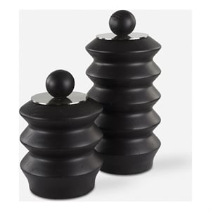 Uttermost Accordion Black Wood Containers Set of 2