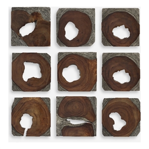 Uttermost Jungle Wood Paneled Wall Art in Coffee (Set of 9)