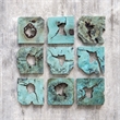 Uttermost Bahati Tamarind Wood Wall Decor in Blue (Set of 9)