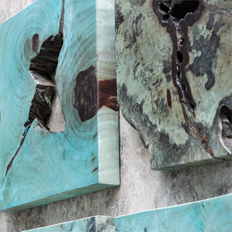 Uttermost Bahati Tamarind Wood Wall Decor in Blue (Set of 9)