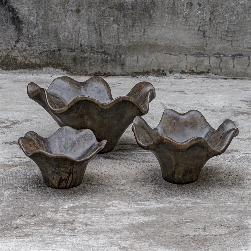 Uttermost Two Wood Wall Decor In Mocha (Set of 3)
