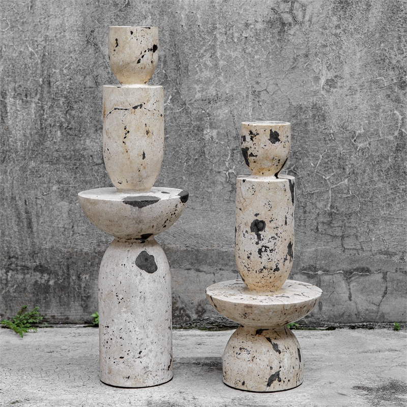 Uttermost Nouveau Tower Sculptures in White (Set of 2)