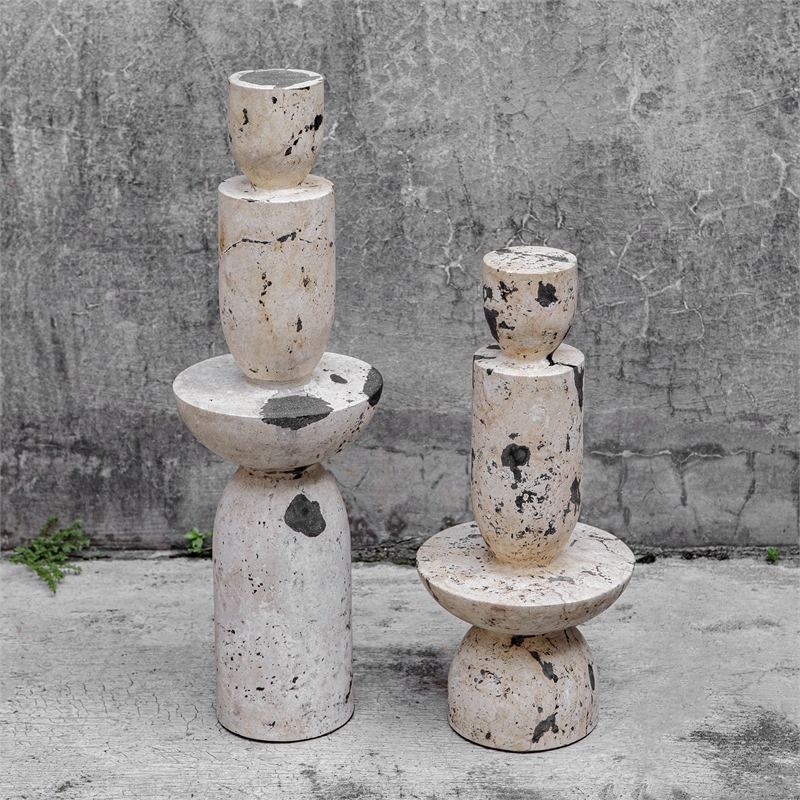 Uttermost Nouveau Tower Sculptures in White (Set of 2)